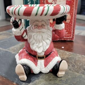 Fitz and Floyd Santa Candy Candle Holder